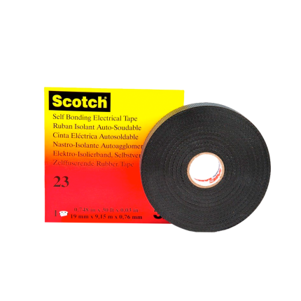 Cinta Scotch 23 autofundente de 3/4'' negra para aplicaciones eléctricas